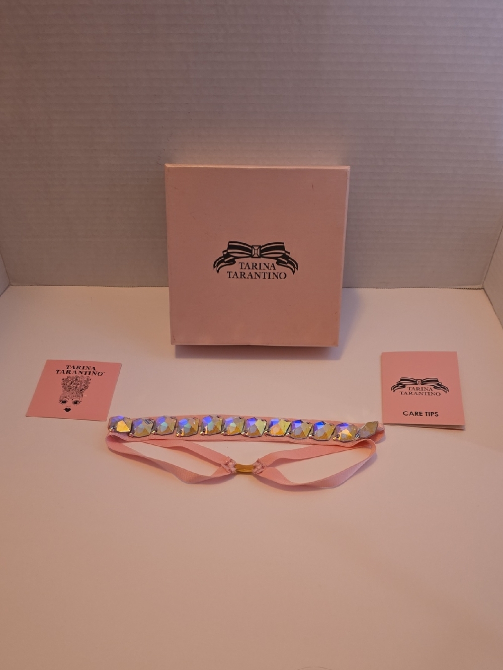 Tarina Tarantino Pink Ribbon Crystal Headband